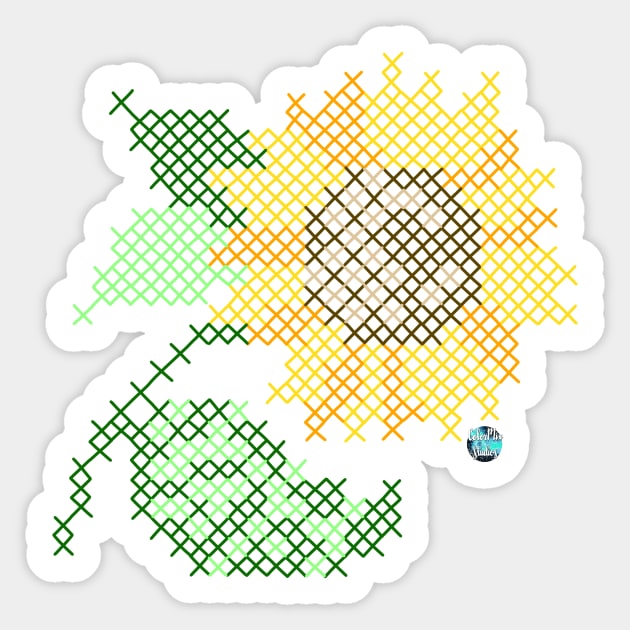 Sunflower Cross Stitch Sticker by ColorMix Studios